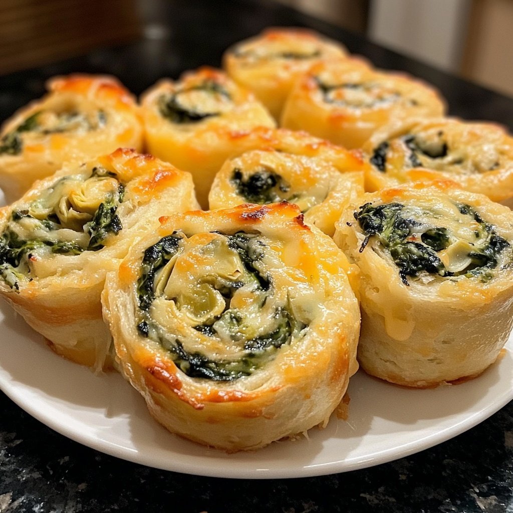 Cheesy Spinach and Artichoke Pinwheels