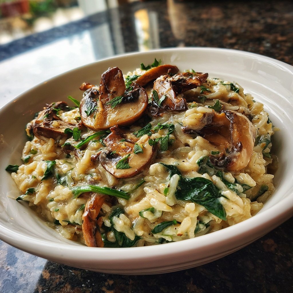 Creamy Mushroom Spinach Rice