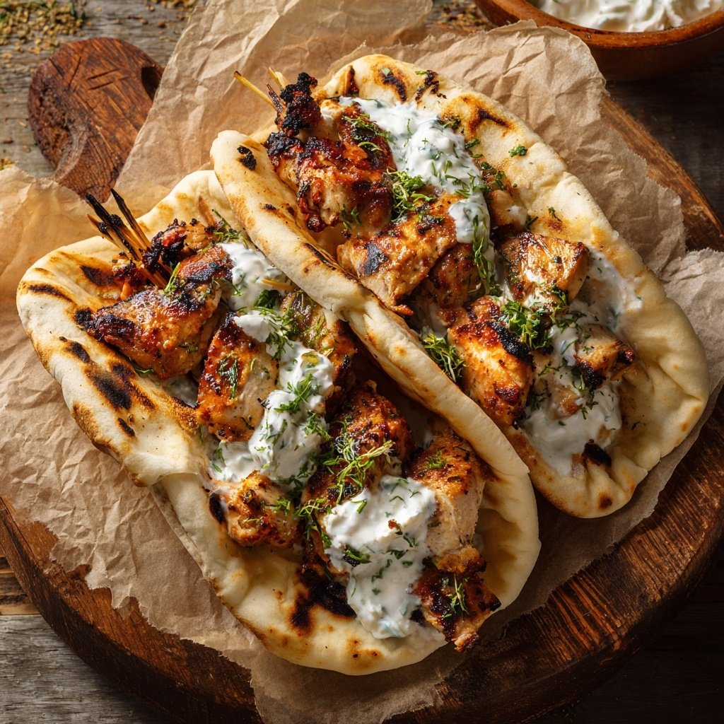 Greek Chicken Souvlaki with Tzatziki Sauce