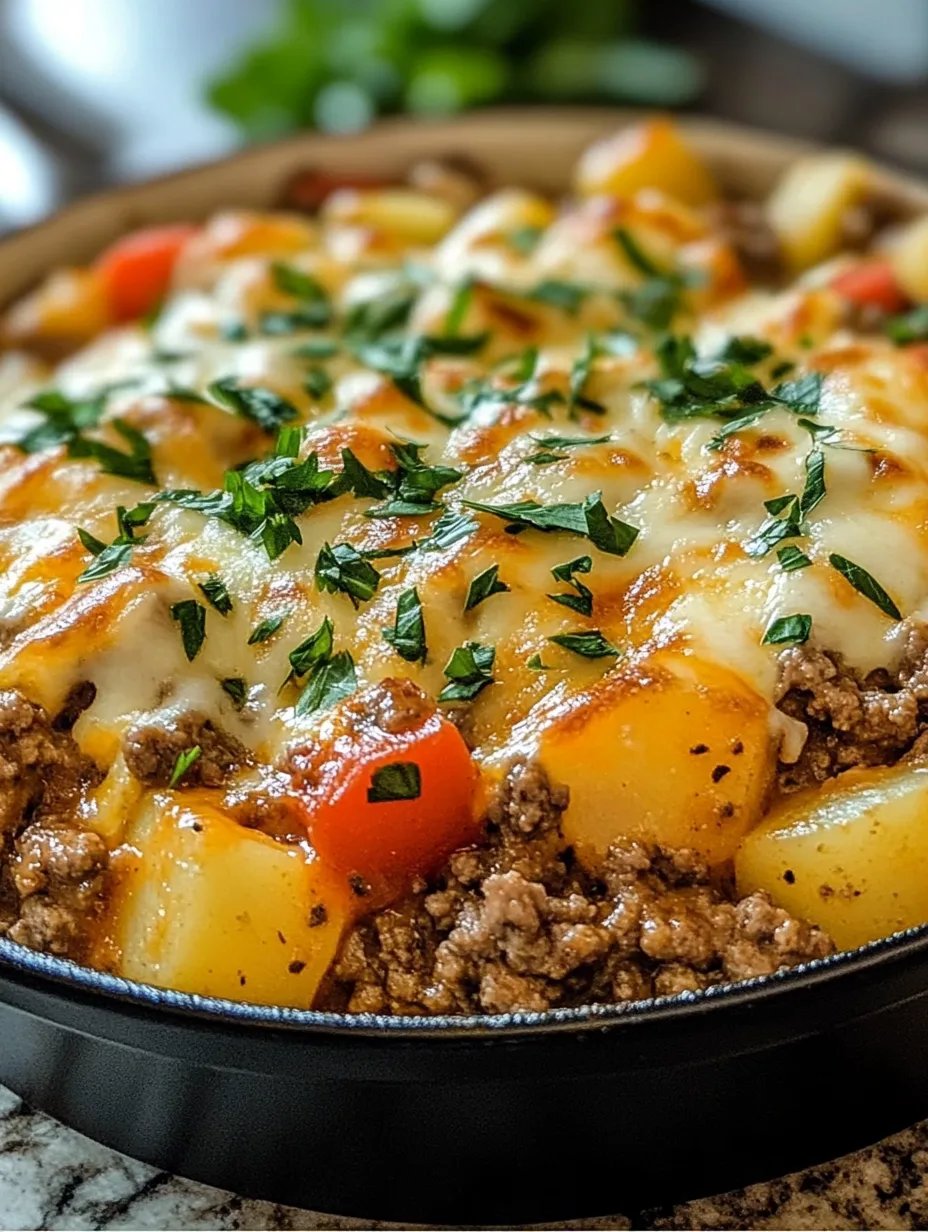 Cheesy Ground Beef & Potato Casserole (One-Pan Dinner!)