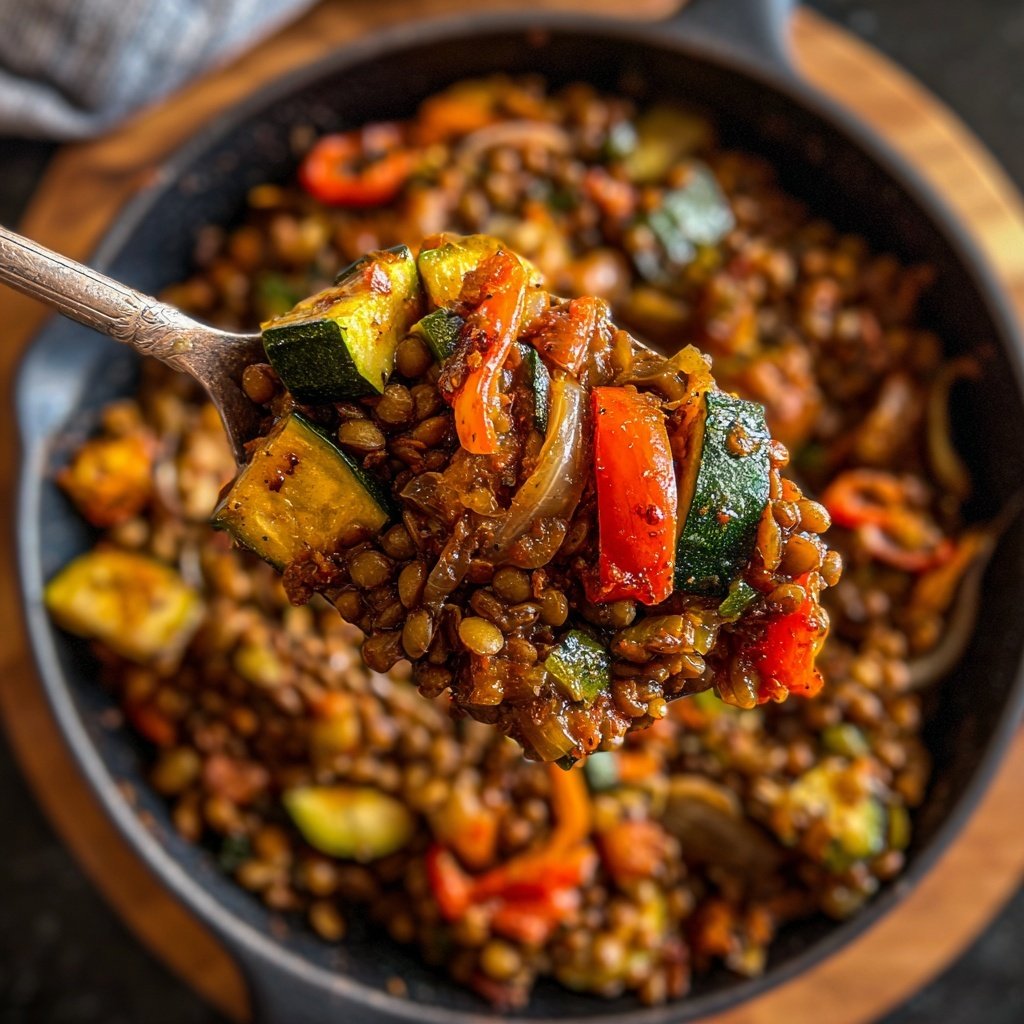 Roasted Veggie Lentil Skillet