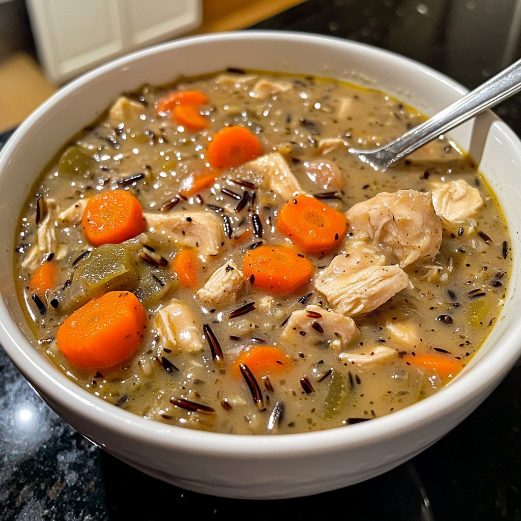Healthy Crockpot Chicken and Wild Rice Soup