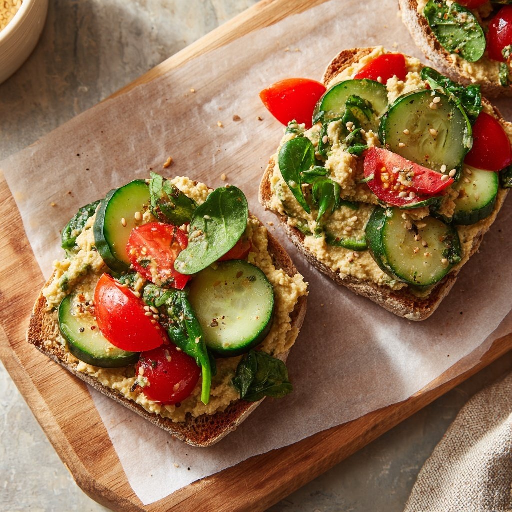 Healthy Lunch Hummus Veggie Sandwiches