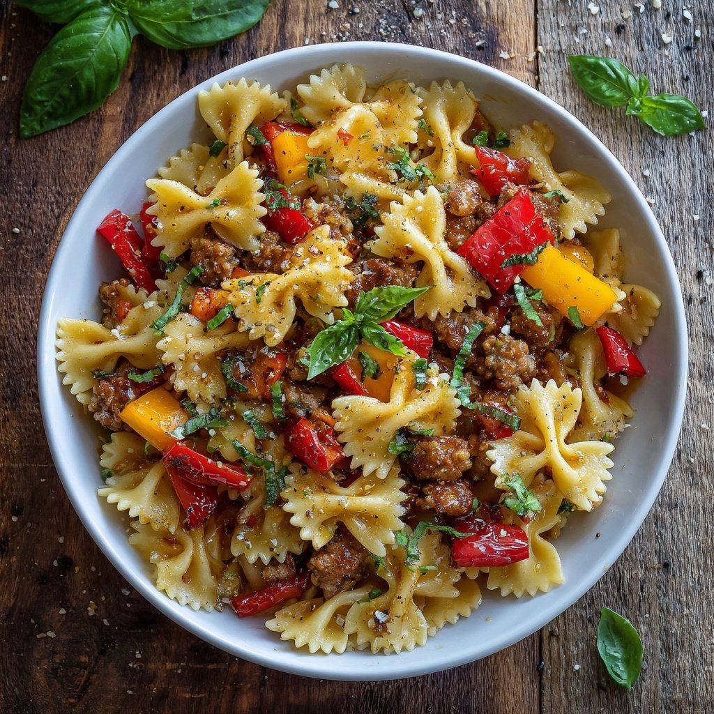 Bow Tie Pasta With Sausage And Peppers
