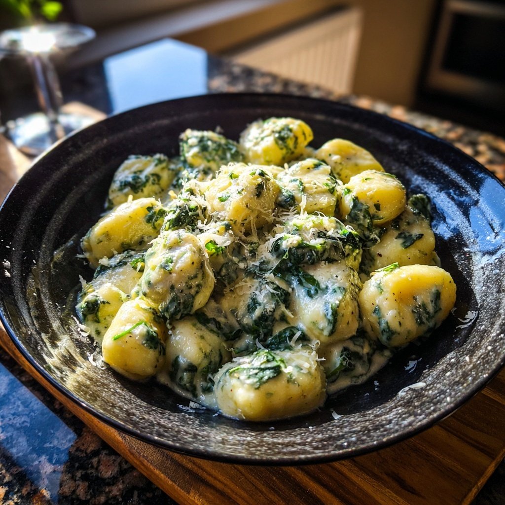 Valentines Dinner Creamy Spinach Gnocchi