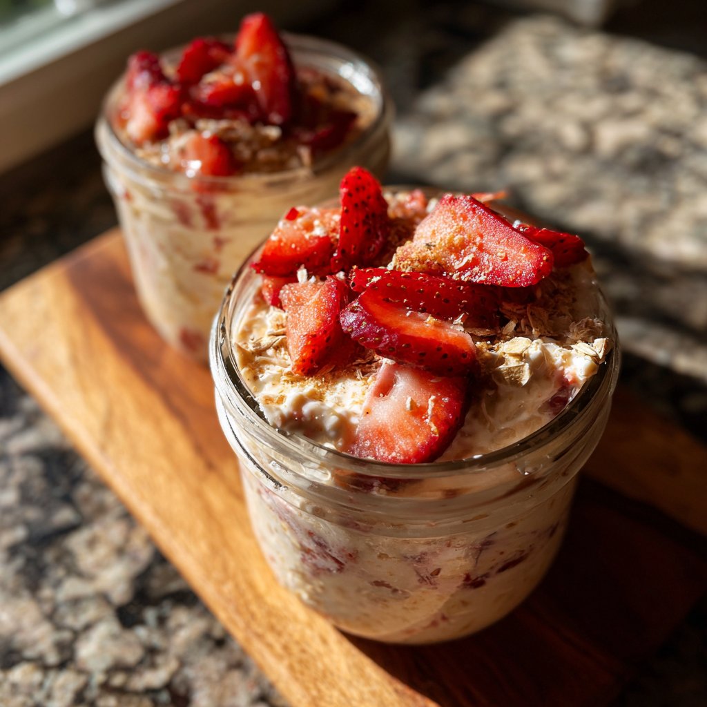 Strawberry Cheesecake Overnight Oats No Bake