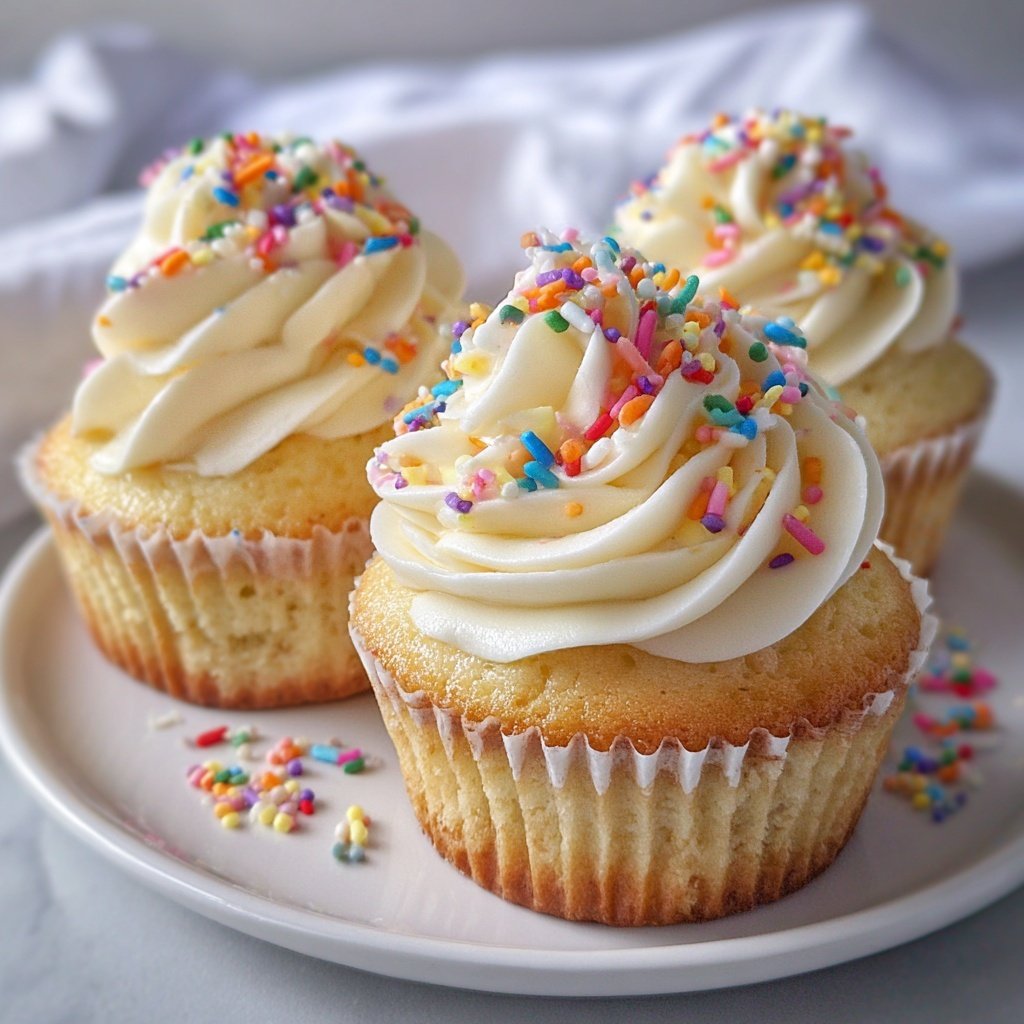Classic Soft Vanilla Birthday Cupcakes